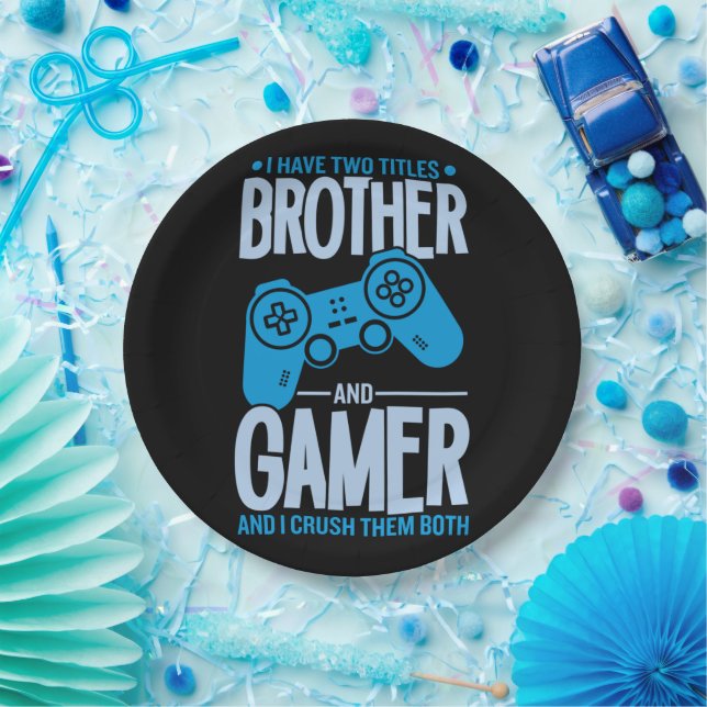 Assiettes En Carton Crushing deux titres Brother et Gamer (Fête)