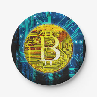 Assiettes En Carton Cryptomonnaie Bitcoin et carte de circuit