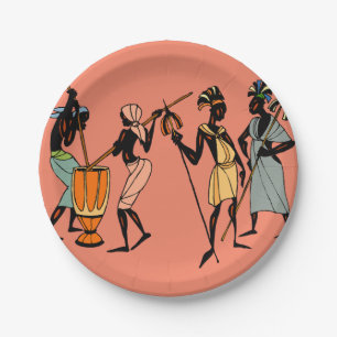 Assiettes En Carton Cuisine et danse des femmes africaines   