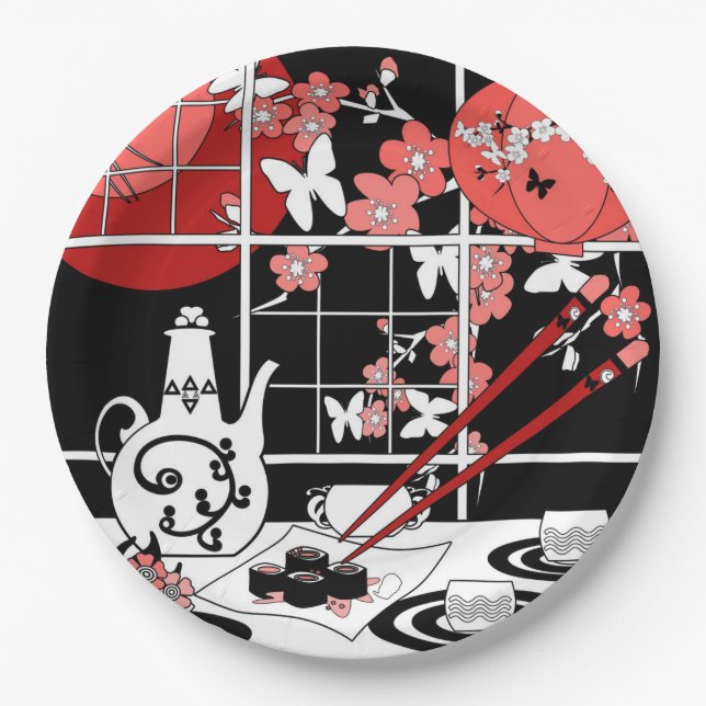 Assiettes En Carton Cuisine japonaise (Devant)