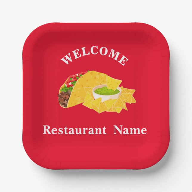 Assiettes En Carton Cuisine mexicaine accueil tacos Personnalisé (Recto)