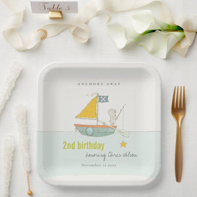 Assiettes En Carton Cuisine Pêche Ours Star Voilier N'Importe Quel Âge (Mariage)