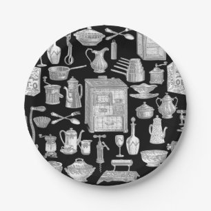 Assiettes En Carton cuisine vintage antique toile noir victorien