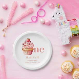 Assiettes En Carton Cupcake Anniversaire Invitation, Filles 1er Annive
