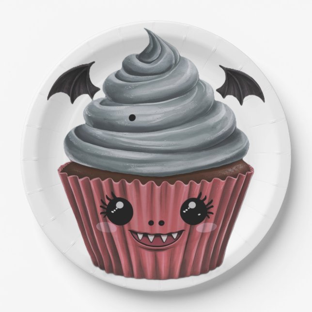 Assiettes En Carton Cupcake Vampiro Fofo / Cute Vampire Cupcake (Devant)