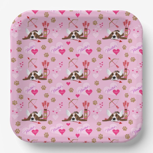 Assiettes En Carton Cupide Basset Hound (Recto)
