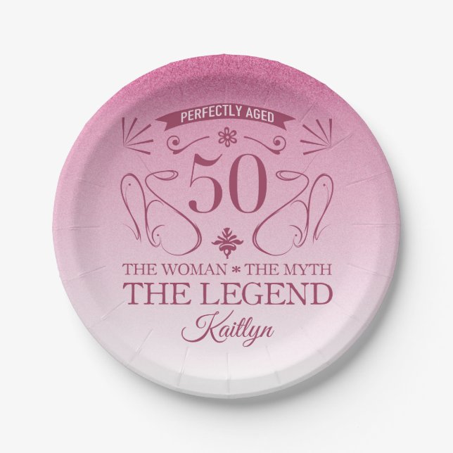 Assiettes En Carton Custom Cute Happy 50th Birthday (Devant)