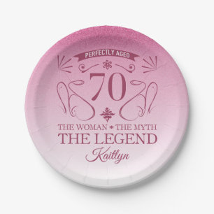 Assiettes En Carton Custom Cute Happy 70th Birthday