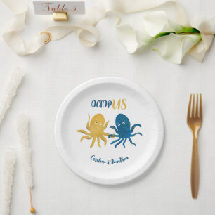 Assiettes En Carton Custom Funny Marine et Gold Ocean Octopus Mariage