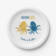 Custom Funny Marine et Gold Ocean Octopus Mariage
