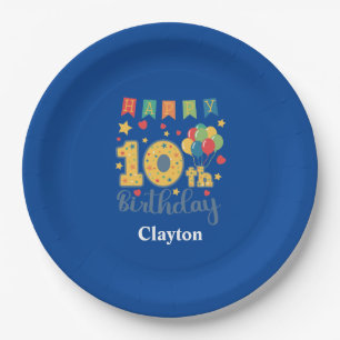 Assiettes En Carton Custom Happy 10th Birthday Party
