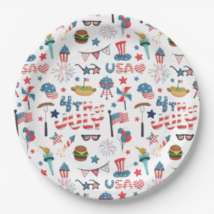 Assiettes En Carton Cute 4 juillet Plaques de papier patriotique