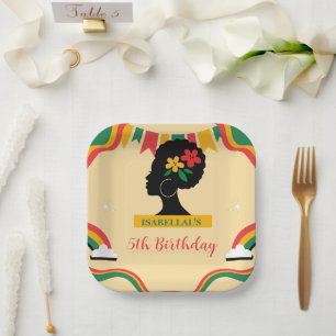 Assiettes En Carton Cute afro femmes Afro-américaines Anniversaire