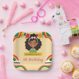 Assiettes En Carton Cute afro mermaid Filles afro-américaines Annivers