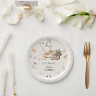 Assiettes En Carton Cute Animaux Boho Nursery Baby shower botanique