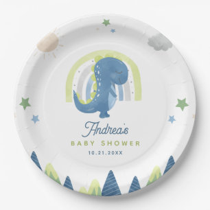 Assiettes En Carton Cute Aquarelle Dinosaure T Rex Baby shower Party