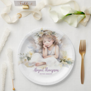 Assiettes En Carton Cute Aquarelle Petite fille Angel Religieux