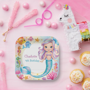 Assiettes En Carton Cute arc-en-ciel mermaid poisson hippocampe Annive