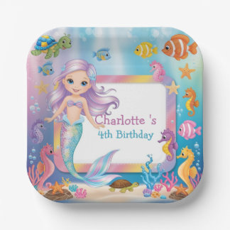 Assiettes En Carton Cute arc-en-ciel sirène poisson tortue étoile Anni