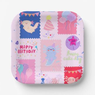 Assiettes En Carton Cute axolotl birthday