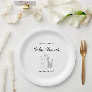 Assiettes En Carton Cute Baby shower Chats Jumeaux Genre Neutre