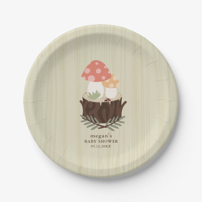 Assiettes En Carton Cute Baby shower de champignons Napkin (Devant)