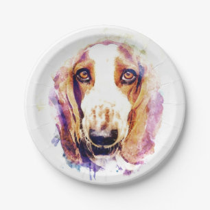 Assiettes En Carton Cute Basset Hound Chien Face Animal Pet Croquis