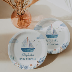 Assiettes En Carton Cute Bateau Baby shower nautique