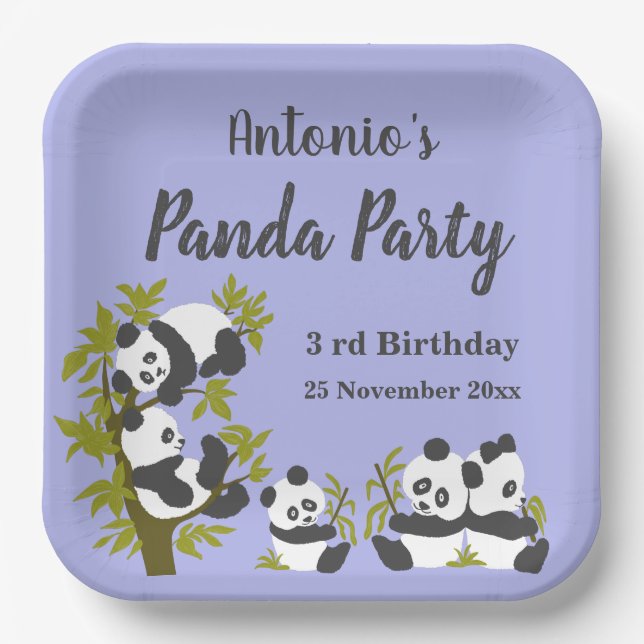 Assiettes En Carton Cute Bear Pandas Party Boy Anniversaire Cadeau (Recto)