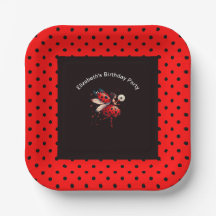 Cute Black & Red Ladybug Fairy Birthday Party