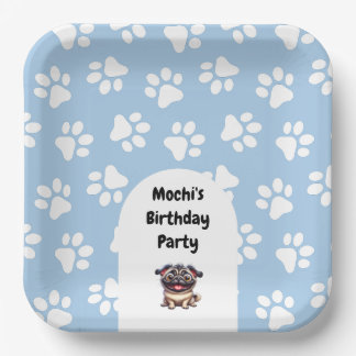 Assiettes En Carton Cute Blue Carlin animal de compagnie fête d'annive