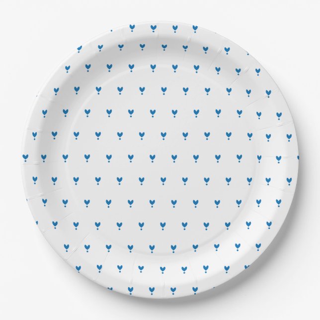 Assiettes En Carton Cute Blue Hearts Motif Plaque papier (Devant)