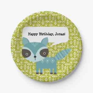 Assiettes En Carton Cute Blue Raccoon, tôles personnalisées pour fê
