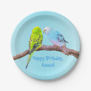 Assiettes En Carton Cute budgie couple - personnalisable