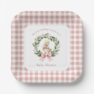 Assiettes En Carton Cute Canard Rose En vichy Plaques de Baby shower