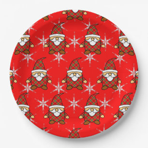 Assiettes En Carton Cute Carton Gnome Motif Plaques de papier de Noël