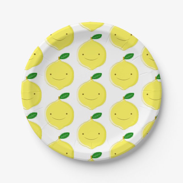 Assiettes En Carton Cute Cartoon Lemon Pattern (Devant)