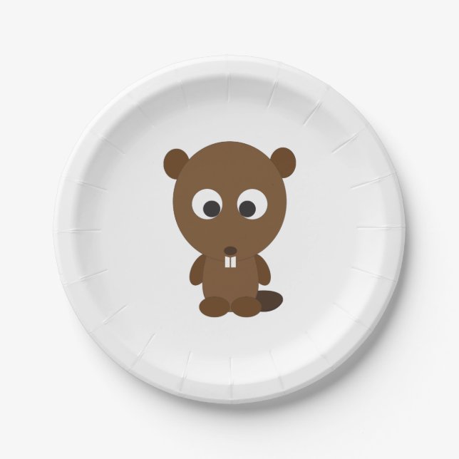 Assiettes En Carton Cute castor (Devant)