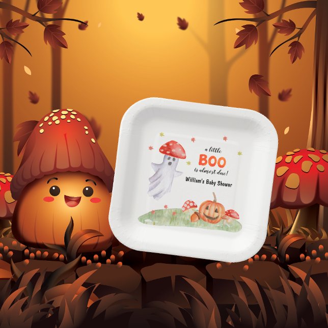 Assiettes En Carton Cute champignons fantômes Halloween Baby shower d' (Cute Ghost Mushroom Halloween Fall Baby Shower Paper Plates)