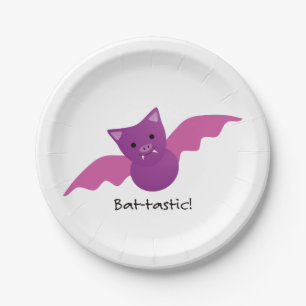 Assiettes En Carton Cute chauve chauve-souris rose batastique