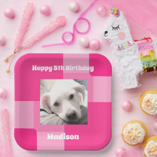 Assiettes En Carton Cute Chien Photo 5Anniversaire rose