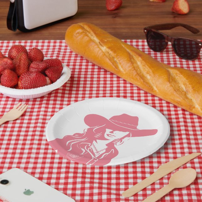 Assiettes En Carton Cute Coquette Rose Cowgirl Western Pays Chic (Pique-nique)