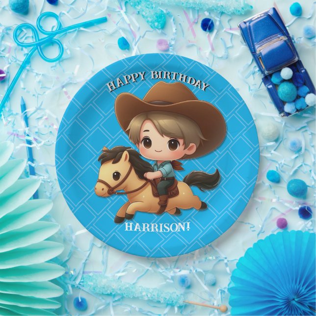 Assiettes En Carton Cute Cowboy et Horse Western Anniversaire (Fête)