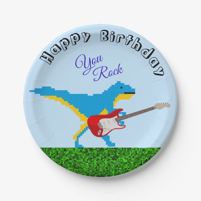 Assiettes En Carton Cute Custom You Rock Dinosaur Anniversaire Garçon  (Devant)
