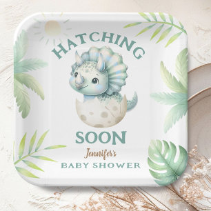 Assiettes En Carton Cute Dino Triceratops Dinosaur Boy Baby shower