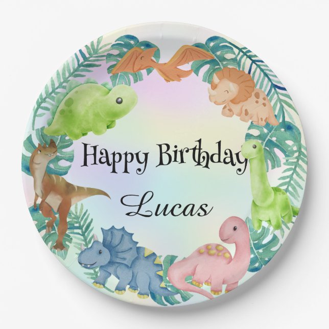 Assiettes En Carton Cute dinosaur jungle anniversaire de enfant de l'é (Devant)