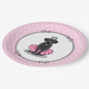 Assiettes En Carton Cute Dog Ballet Princess Black Labrador Retriever