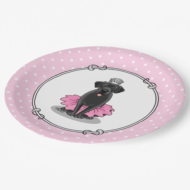 Assiettes En Carton Cute Dog Ballet Princess Black Labrador Retriever (Angle)
