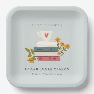 Assiettes En Carton Cute Dusky empilé Storybooks Baby shower Floral