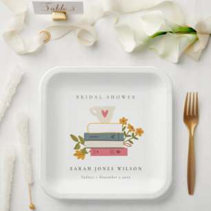 Assiettes En Carton Cute Dusky empilé Storybooks Fête des mariées flor